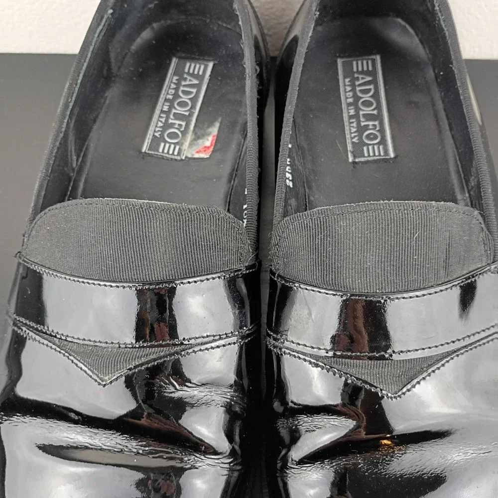 Adolfo Mens Patent Leather Tuxedo Loafers Black Dress Shoes Made in Italy 10.5W